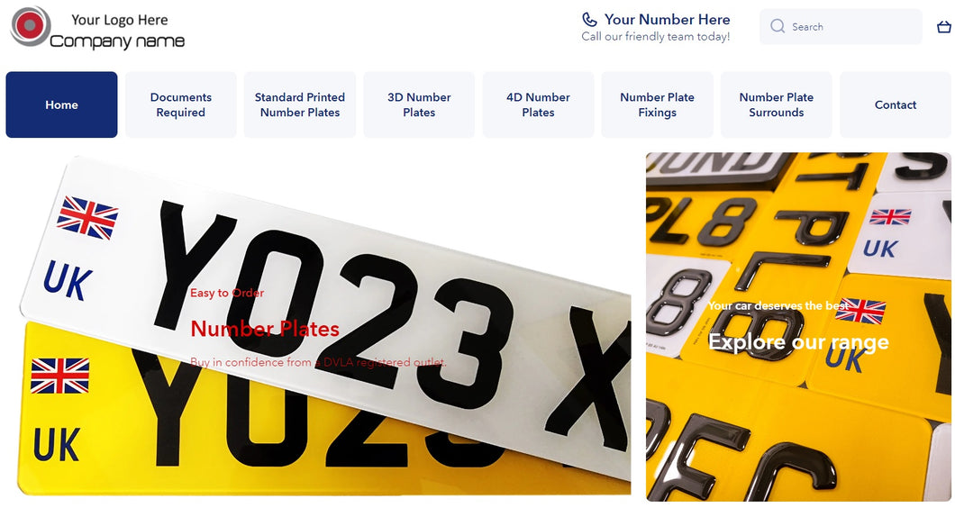 Website for Number Plate retailers.